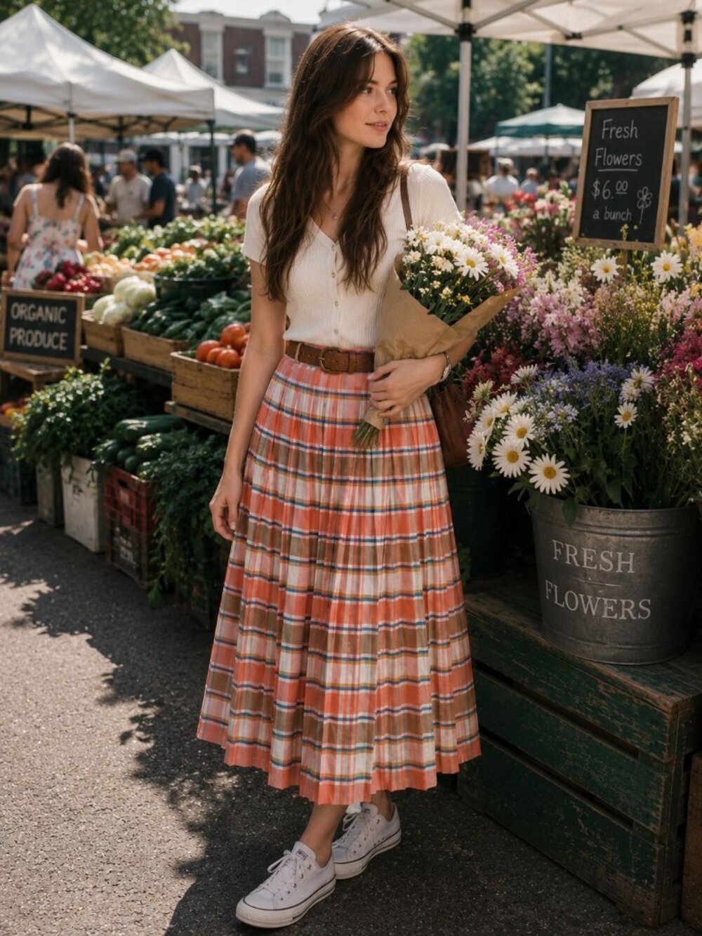 Vintage 90s Woolrich Plaid Pleated Midi Skirt 6 Multicolor Cotton Country Preppy